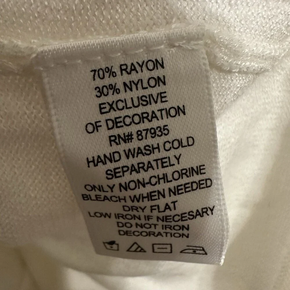 Susan Graver Ivory White Black Beaded Cardigan Sweater Button‎ Down 1X